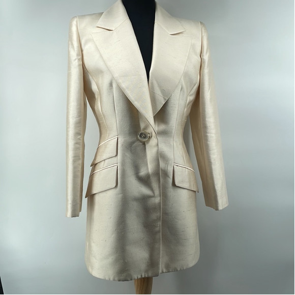 Badgley Mischka blazer suit jacket champagne cream Color Sheen event bridal sz 6 - Picture 5 of 14